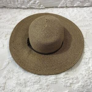 NINE WEST Women's Wide Brim Fedora Hat Tan Sz OS Classy Neutral Capsule Derby